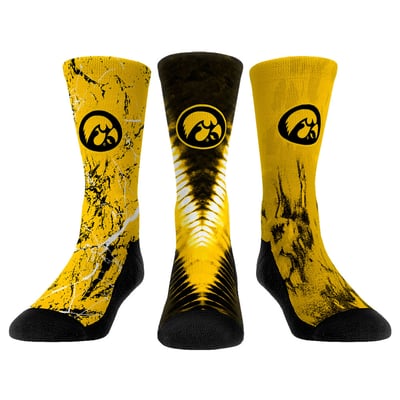  Iowa Hawkeyes Rock Em Youth Three-Pack Crew Socks Set - 