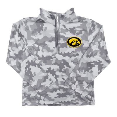  Iowa Hawkeyes Vive La Fete Youth Camo Quarter-Zip Sweatshirt - Gray