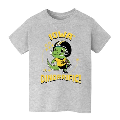 Iowa Hawkeyes Vive La Fete Youth Dinorrific T-Shirt - Gray