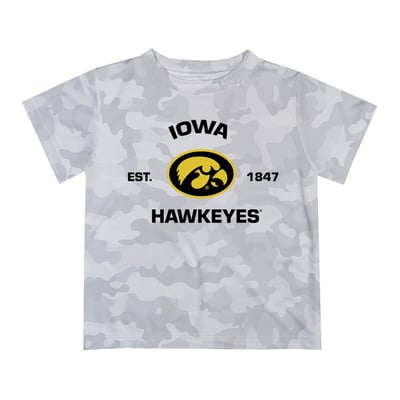  Iowa Hawkeyes Vive La Fete Youth Est. Date Camo T-Shirt - Gray