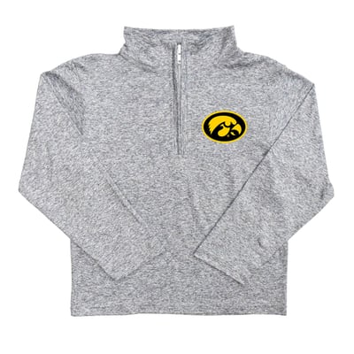  Iowa Hawkeyes Vive La Fete Youth Team Logo Quarter-Zip Sweatshirt - Heather Gray