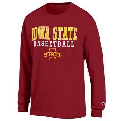 Iowa State Cyclones Champion Basketball Stack Long Sleeve T-Shirt - Cardinal