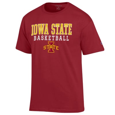 Iowa State Cyclones Champion Basketball Stack T-Shirt - Cardinal