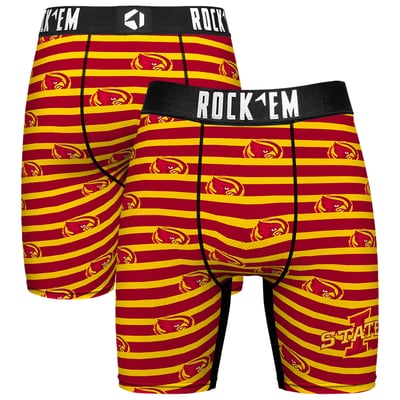  Iowa State Cyclones Rock Em Mascot Stripes Boxer Briefs - Cardinal