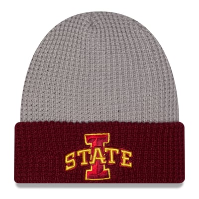Iowa State Cyclones New Era Unisex Cuffed Waffle Knit Hat - Gray/Cardinal