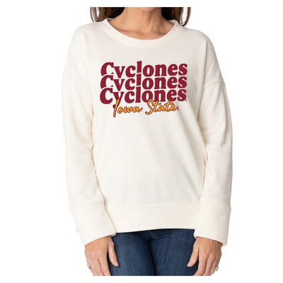 Iowa State Cyclones Flying Colors Apparel Women's Marly Side Split Sweatshirt - Cream
