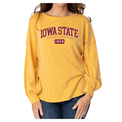 Iowa State Cyclones Flying Colors Apparel Women's Josie Balloon Sleeve Long Sleeve Tunic T-Shirt - Gold
