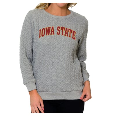 Iowa State Cyclones Flying Colors Apparel Women's Kinsley Quilted Sweater - Heather Gray
