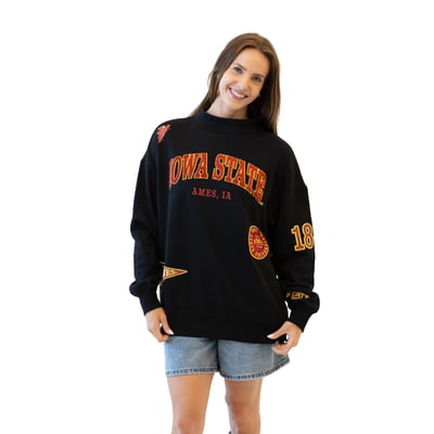 Iowa State Cyclones Gameday Social Women's Patch Mockneck Sweatshirt - Black
