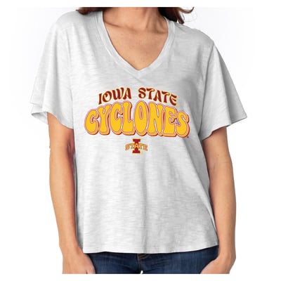  Iowa State Cyclones Women's Fawn Flutter Sleeve T-Shirt - White
