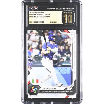 Jac Caglianone Italy Baseball 2026 Topps Now 1st Career World Baseball Classic HR in USA Upset #WB23 CGC Authenticated Pristine 10 Card