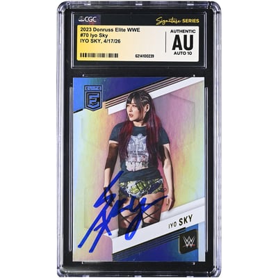 IYO SKY WWE Autographed 2023 Donruss Elite #70 CGC Fanatics Witnessed Authenticated AUTO 10 Card