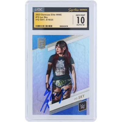IYO SKY WWE Autographed 2023 Panini Donruss Elite #70 CGC Fanatics Witnessed Authenticated 10/10 Card