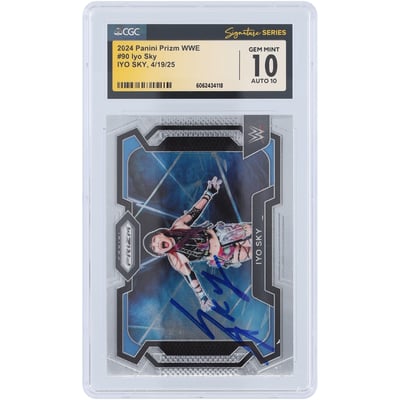 IYO SKY WWE Autographed 2024 Panini Prizm #90 CGC Fanatics Witnessed Authenticated 10/10 Card
