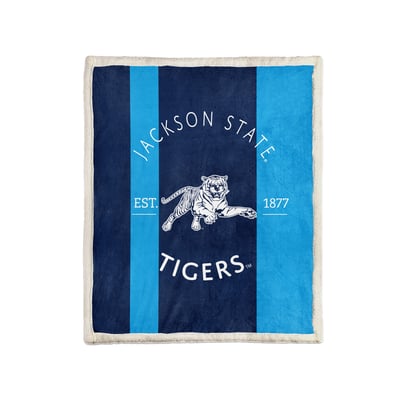 Jackson State Tigers Pegasus Block Stripe 60" x 80" Ultra Cozy Sherpa Blanket