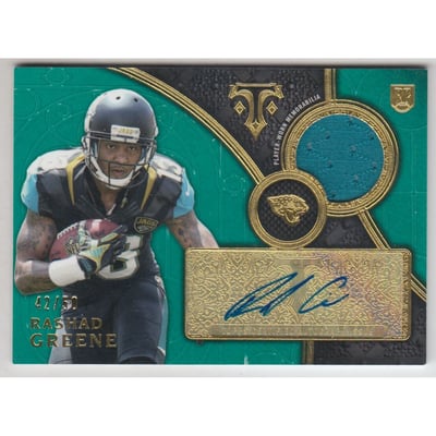 2015 Topps Triple Threads Rookie Autograph Relics Emerald #TTRARRGR Rashad Greene