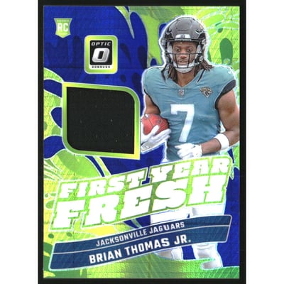2024 Donruss Optic First Year Fresh Jerseys Blue Hyper #8 Brian Thomas Jr.