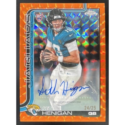 2025 Topps Chrome Orange Geometric Refractor #RA-SH Seth Henigan RC Auto /25