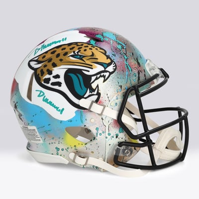 Brian Thomas Jr. Jacksonville Jaguars Autographed Fanatics Authentic Riddell 2024 Alternate Speed Authentic Helmet - Art by Shawn Voelker - NF70444445