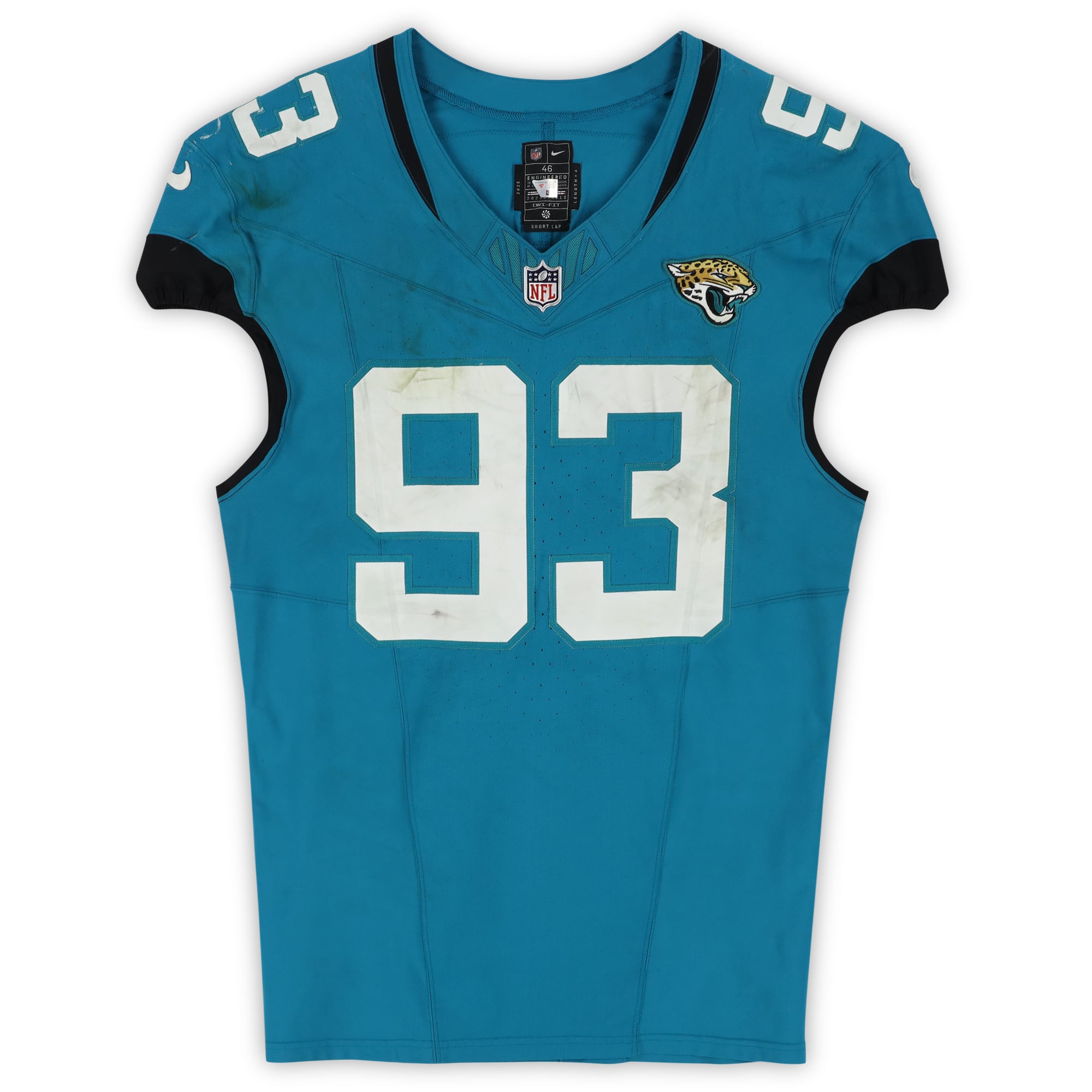 Matt Dickerson Jacksonville Jaguars Game-Used #93 Teal Nike Jersey