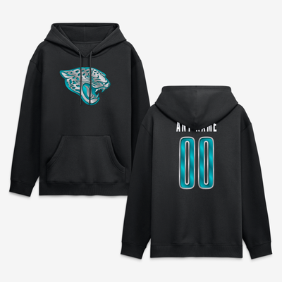 Jacksonville Jaguars Big & Tall Metallic Mascot Personalized Name & Number Hoodie - Black