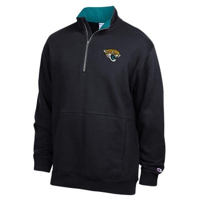  Jacksonville Jaguars Champion Fleece Quarter-Zip Pullover -  Black/Teal
