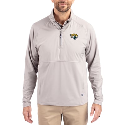 Jacksonville Jaguars Cutter & Buck Adapt Eco Knit Hybrid Recycled Quarter-Zip Raglan Jacket - Gray