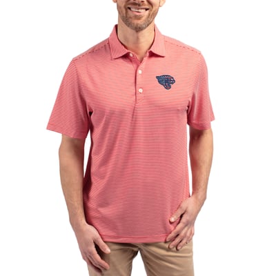 Jacksonville Jaguars Cutter & Buck  Americana Forge Eco Double Stripe Stretch Recycled Polo - Red