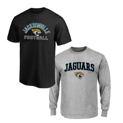  Jacksonville Jaguars Fanatics Big & Tall T-Shirt and Long Sleeve T-Shirt Combo Pack - Black/Gray