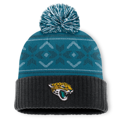 Jacksonville Jaguars Fanatics Snowday Cuffed Knit Hat with Pom - Black/Teal