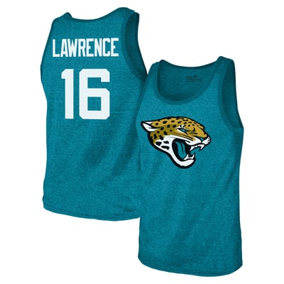 Trevor Lawrence Jacksonville Jaguars Majestic Threads Tri-Blend Player Name & Number Tank Top - Teal