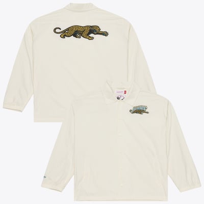  Jacksonville Jaguars Mitchell & Ness Retro Roots Coaches Jacket - Cream