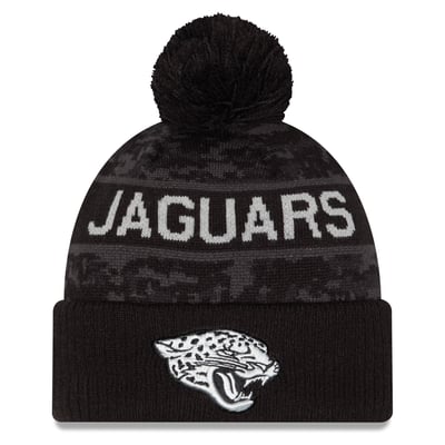 Jacksonville Jaguars New Era 2026 Salute To Service Cuffed Knit Hat with Pom - Black