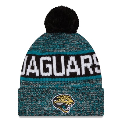 Jacksonville Jaguars New Era Throwback Marled Cuffed Knit Hat with Pom - Black