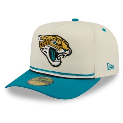 Jacksonville Jaguars New Era Vintage A-Frame 59FIFTY Fitted Hat - Cream/Teal