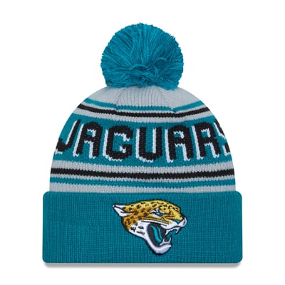  Jacksonville Jaguars New Era  Main Cuffed Knit Hat with Pom - Teal