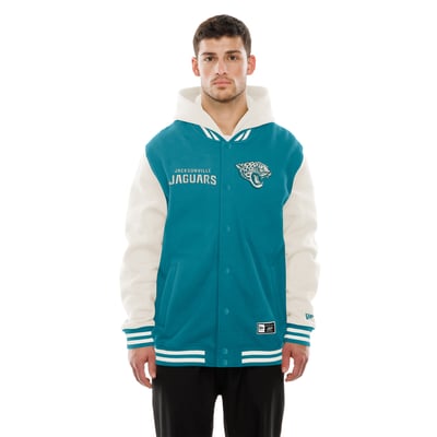 Jacksonville Jaguars New Era Full-Snap Fleece Hooded Jacket - Teal/Cream