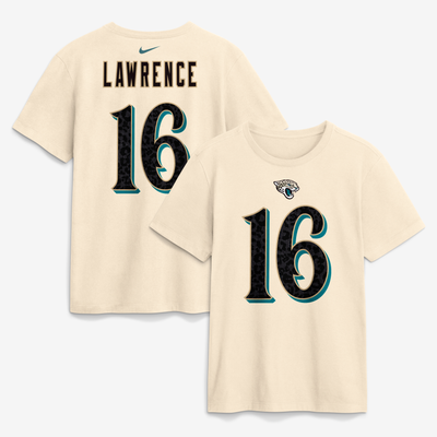 Trevor Lawrence Jacksonville Jaguars Nike 2026 Rivalries Collection Player Name & Number T-Shirt - Natural