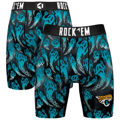 Jacksonville Jaguars Rock Em Socks Halloween Ghost Fade Boxer Briefs - Teal