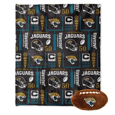 Jacksonville Jaguars Pegasus 50" x 60" Blackout Team Spirit Ultra Soft Throw & Plush Football Combo Pack