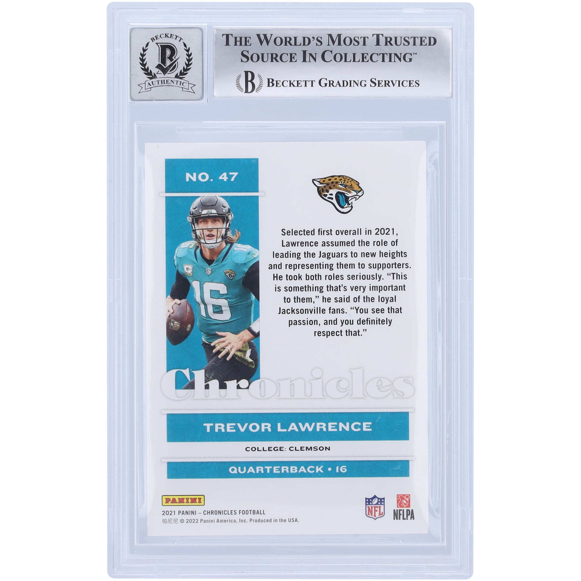 Trevor Lawrence Jacksonville Jaguars Autographed 2021 Panini