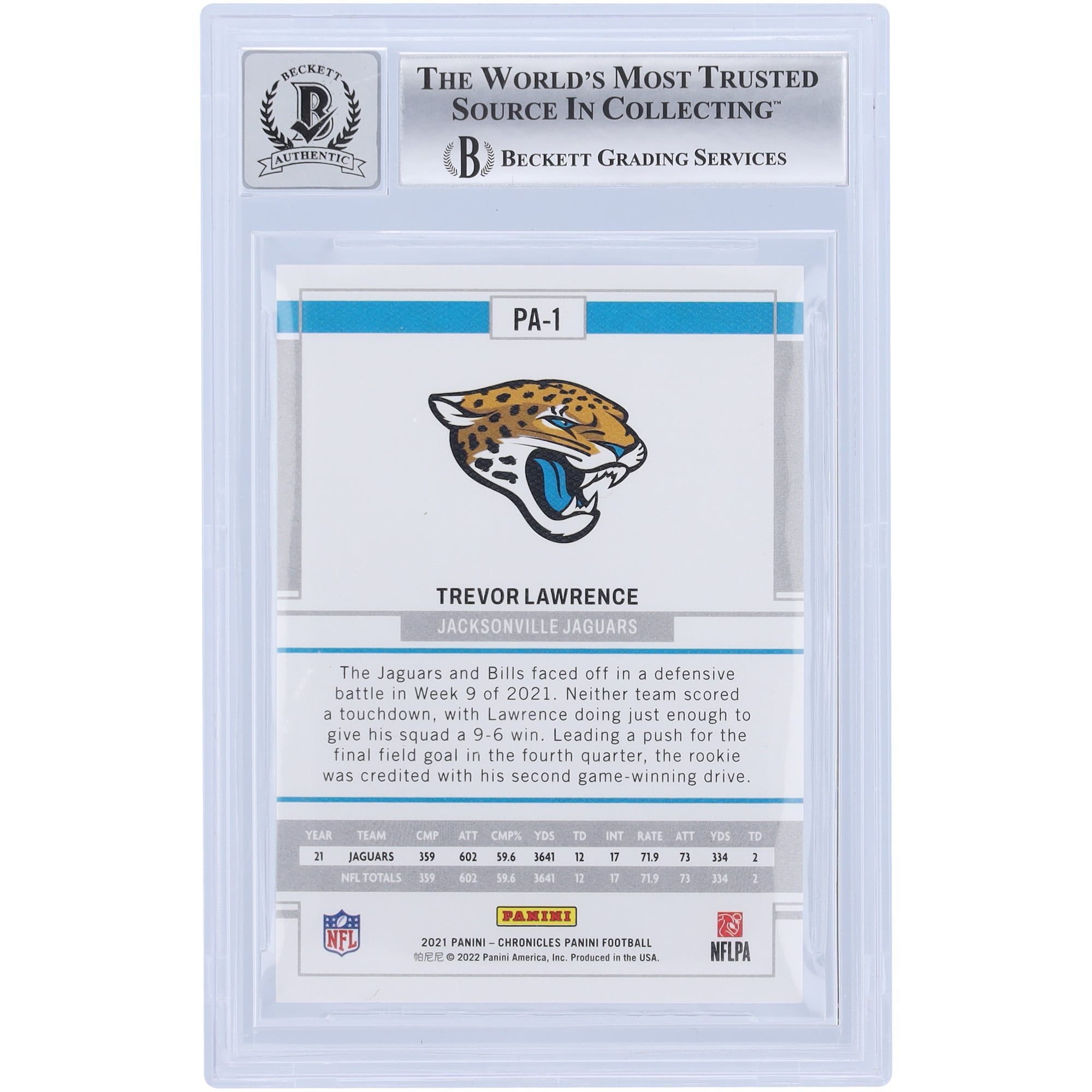 Trevor Lawrence Jacksonville Jaguars Autographed 2021 Panini