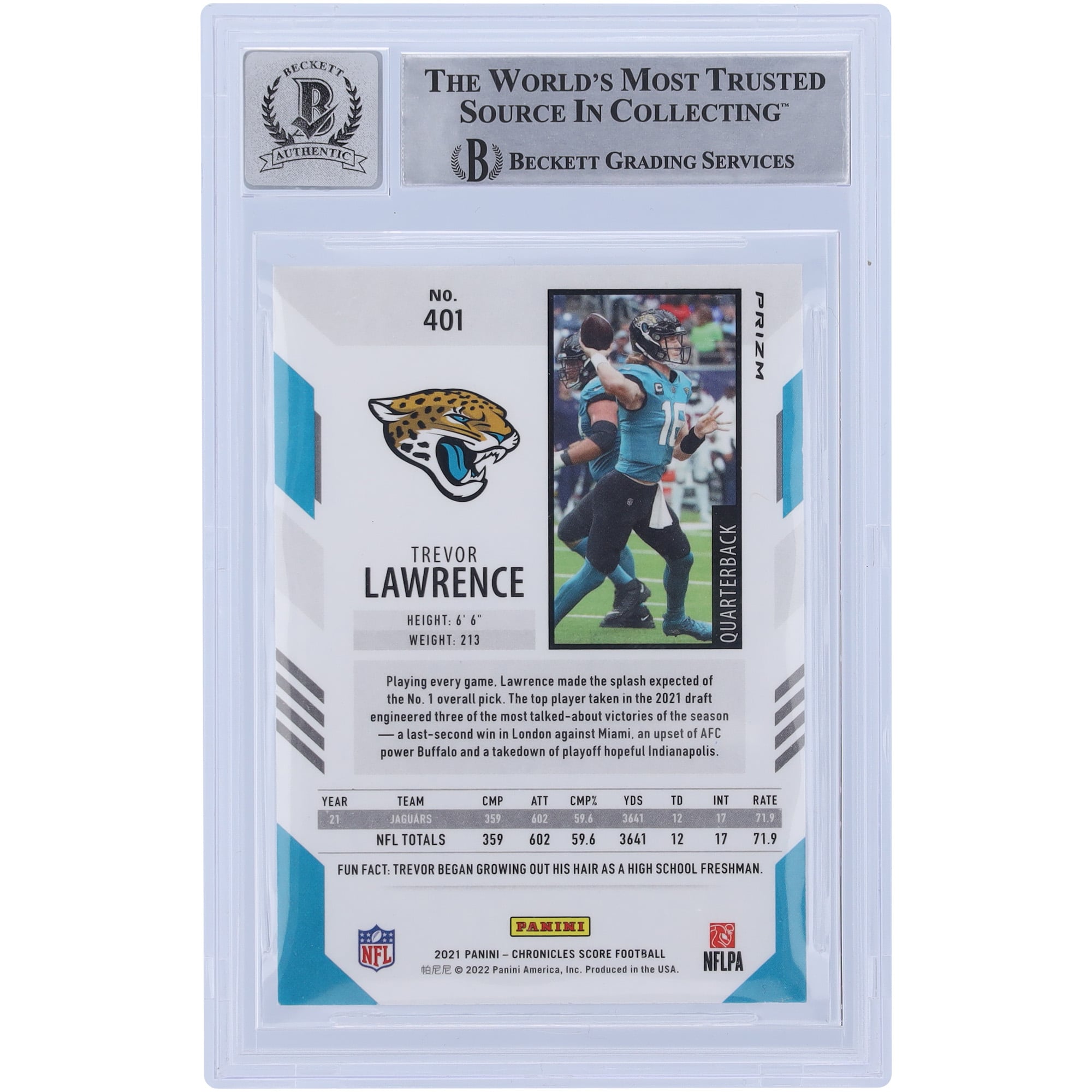 Trevor Lawrence Jacksonville Jaguars Autographed 2021 Panini