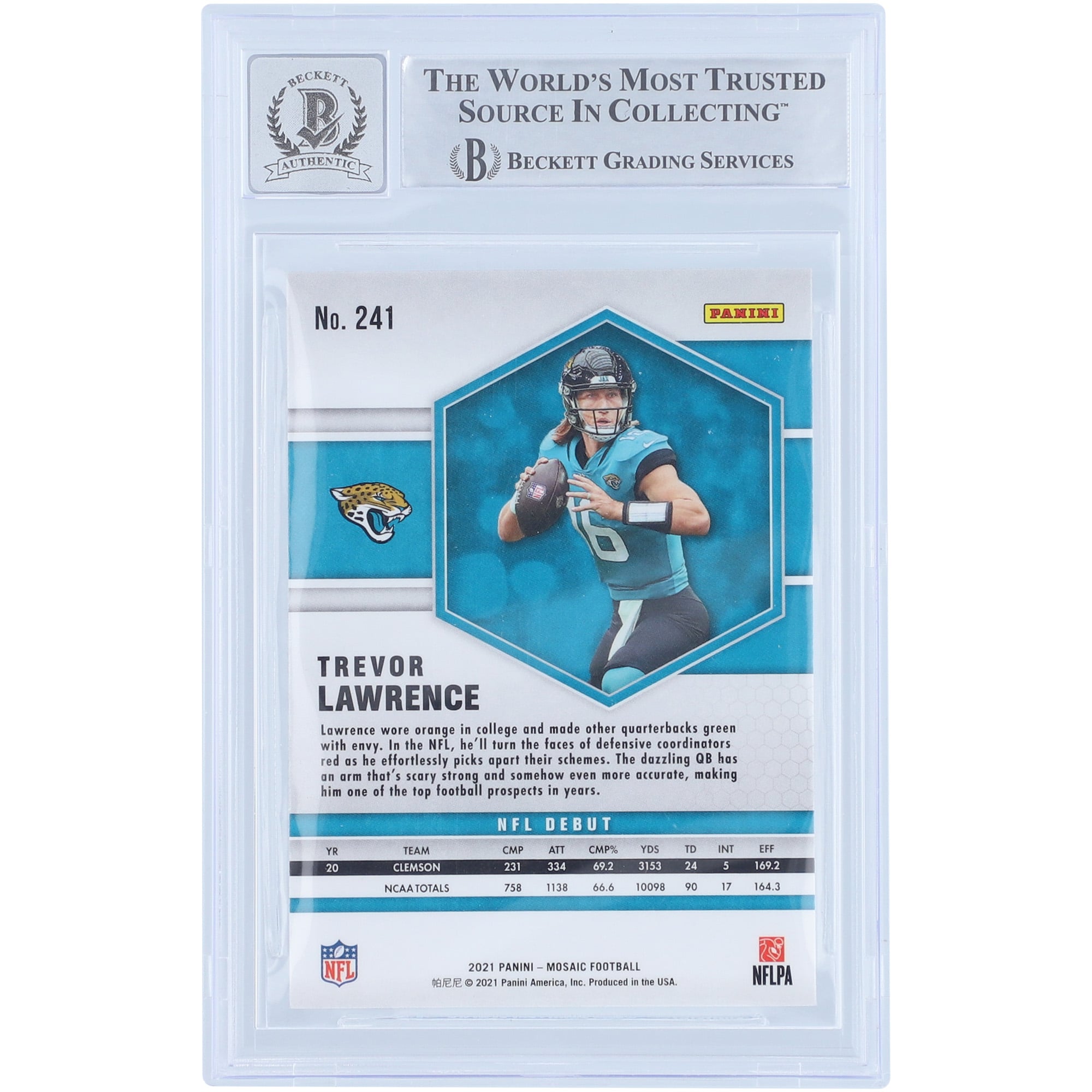 Trevor Lawrence Jacksonville Jaguars Autographed 2021 Panini