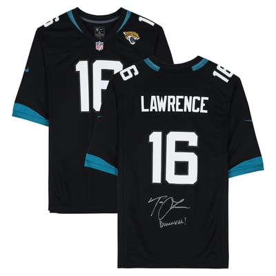 Trevor Lawrence Jacksonville Jaguars Autographed Fanatics Authentic Black Nike Game Jersey with "Duuuval" Inscription 