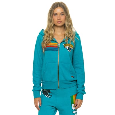 Jacksonville Jaguars Aviator Nation Unisex Tri-Blend Full-Zip Hoodie - Teal