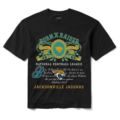 Jacksonville Jaguars Born x Raised Unisex Crest T-Shirt - Black