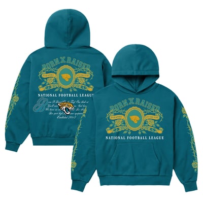 Jacksonville Jaguars Born x Raised Unisex Crest Hoodie - Teal