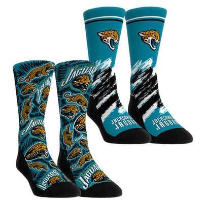  Jacksonville Jaguars Rock Em Unisex Throwback Two-Pack Crew Socks Set - Aqua