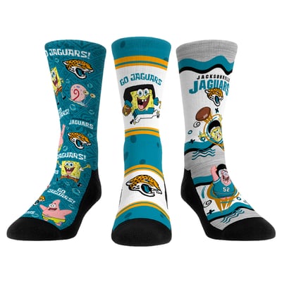  Jacksonville Jaguars Rock Em Unisex x Nickelodeon Spongebob Squarepants 3-Pack Crew Socks Set - 